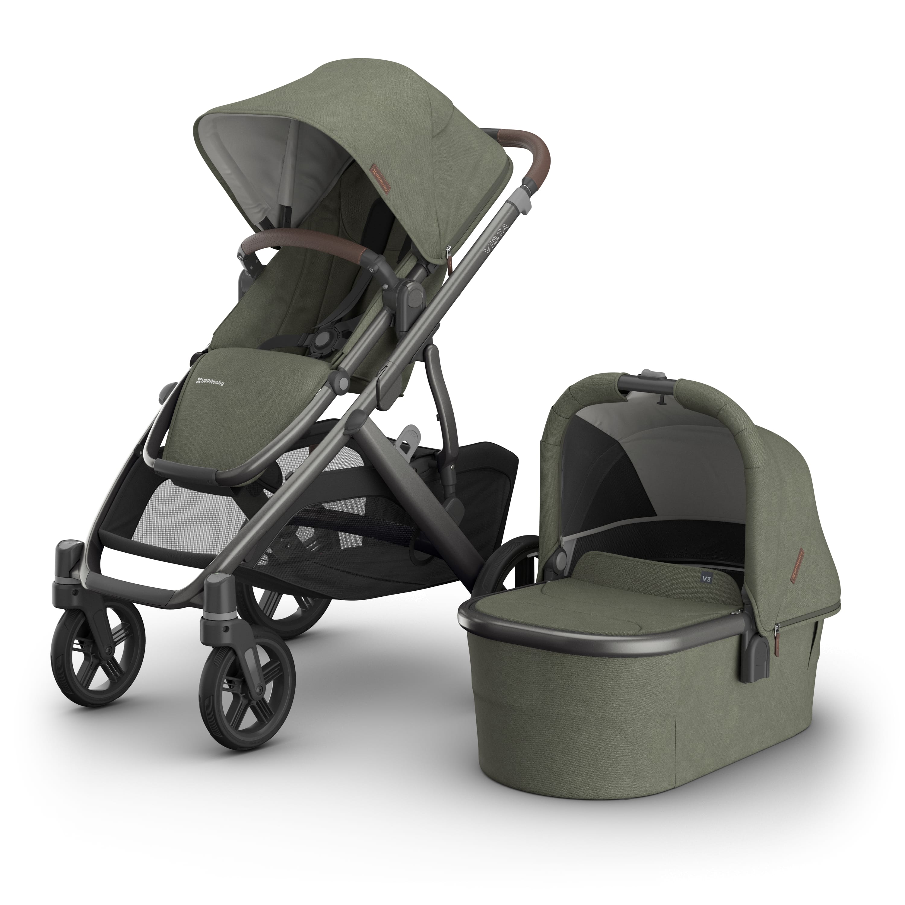 UPPAbaby Vista V3 Pram With Bassinet - Evelyn (Meadow Green)