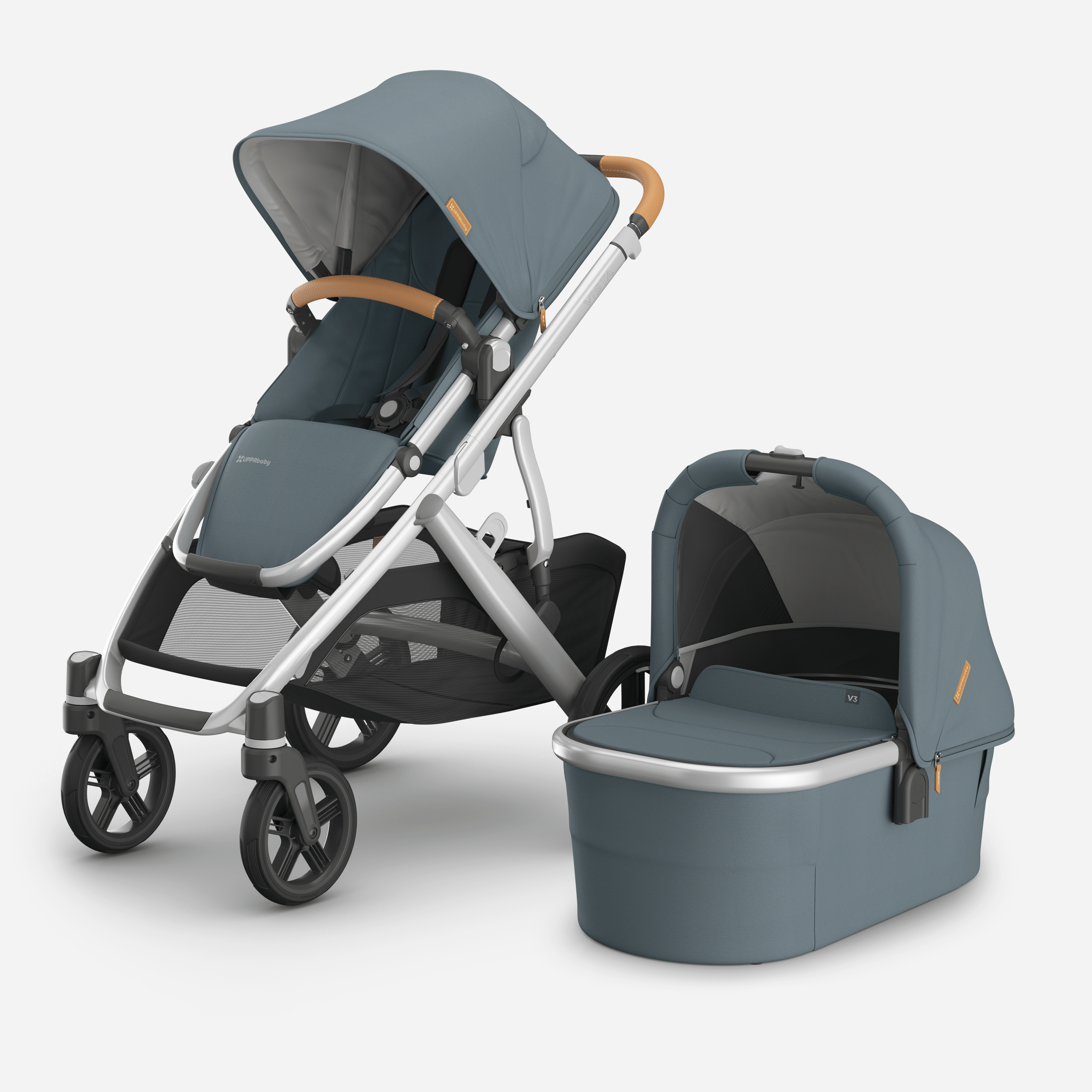 UPPAbaby VISTA V3 With Bassinet - Stone Blue/Silver (Callum) - UPPAbaby Australia