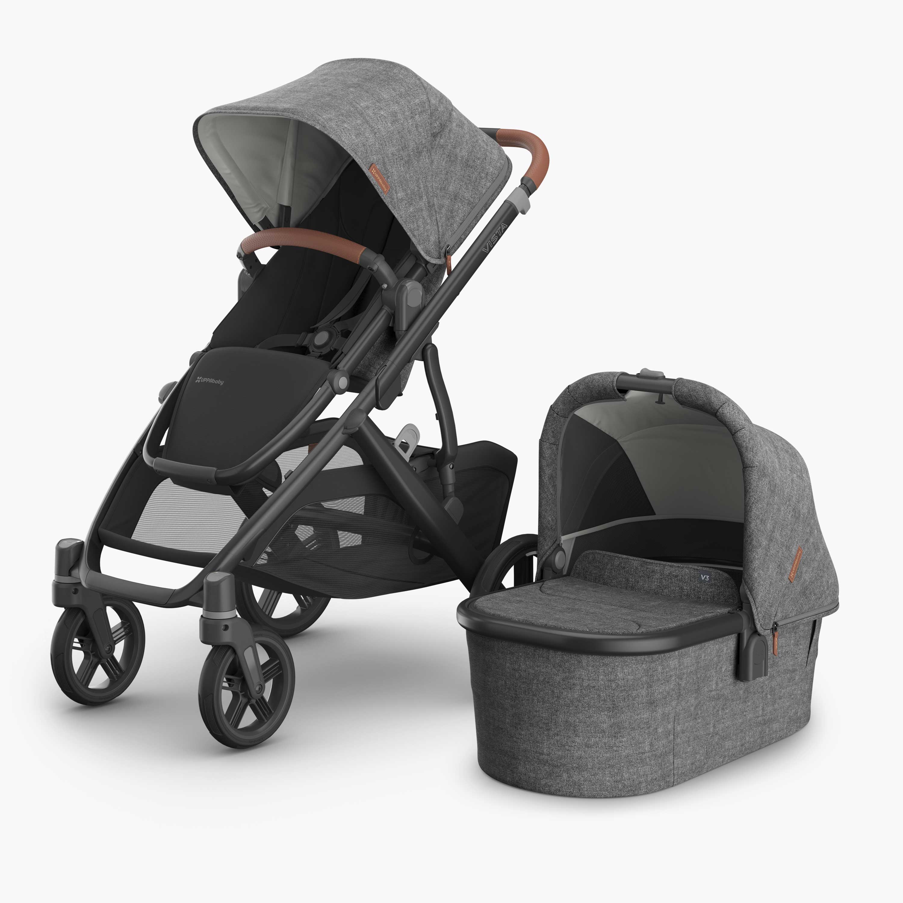 UPPAbaby VISTA V3 With Bassinet - Charcoal Melange/Carbon (Greyson) - UPPAbaby Australia