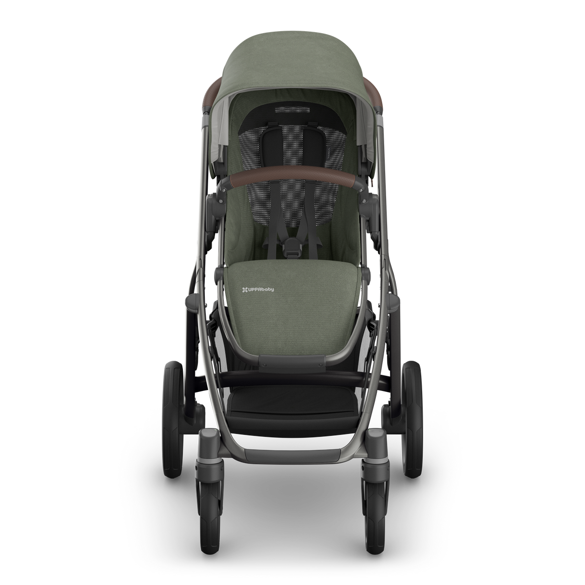 UPPAbaby Vista V3 Pram With Bassinet - Evelyn (Meadow Green), front no liner