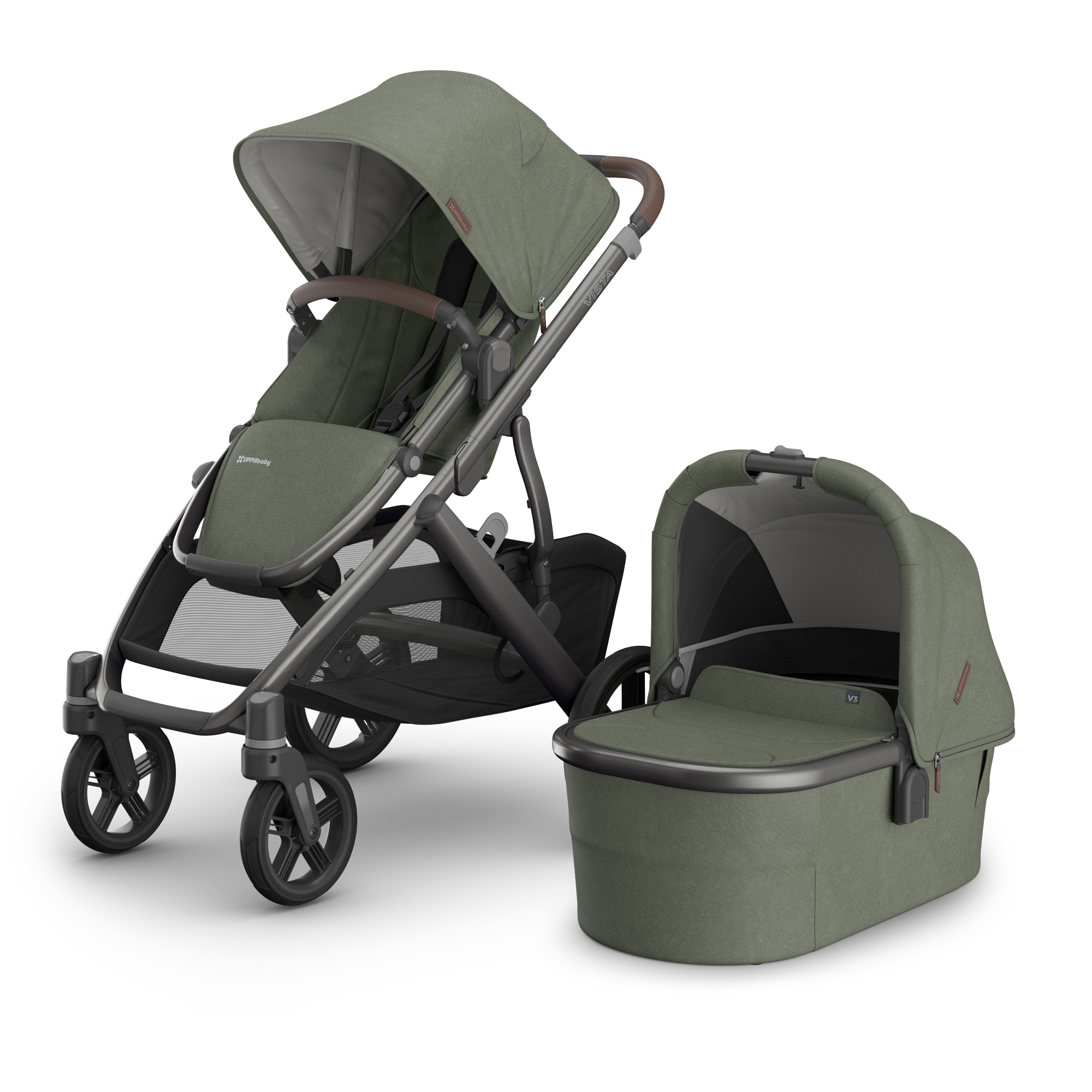 UPPAbaby Vista V3 Pram With Bassinet - Evelyn (Meadow Green) - UPPAbaby Australia