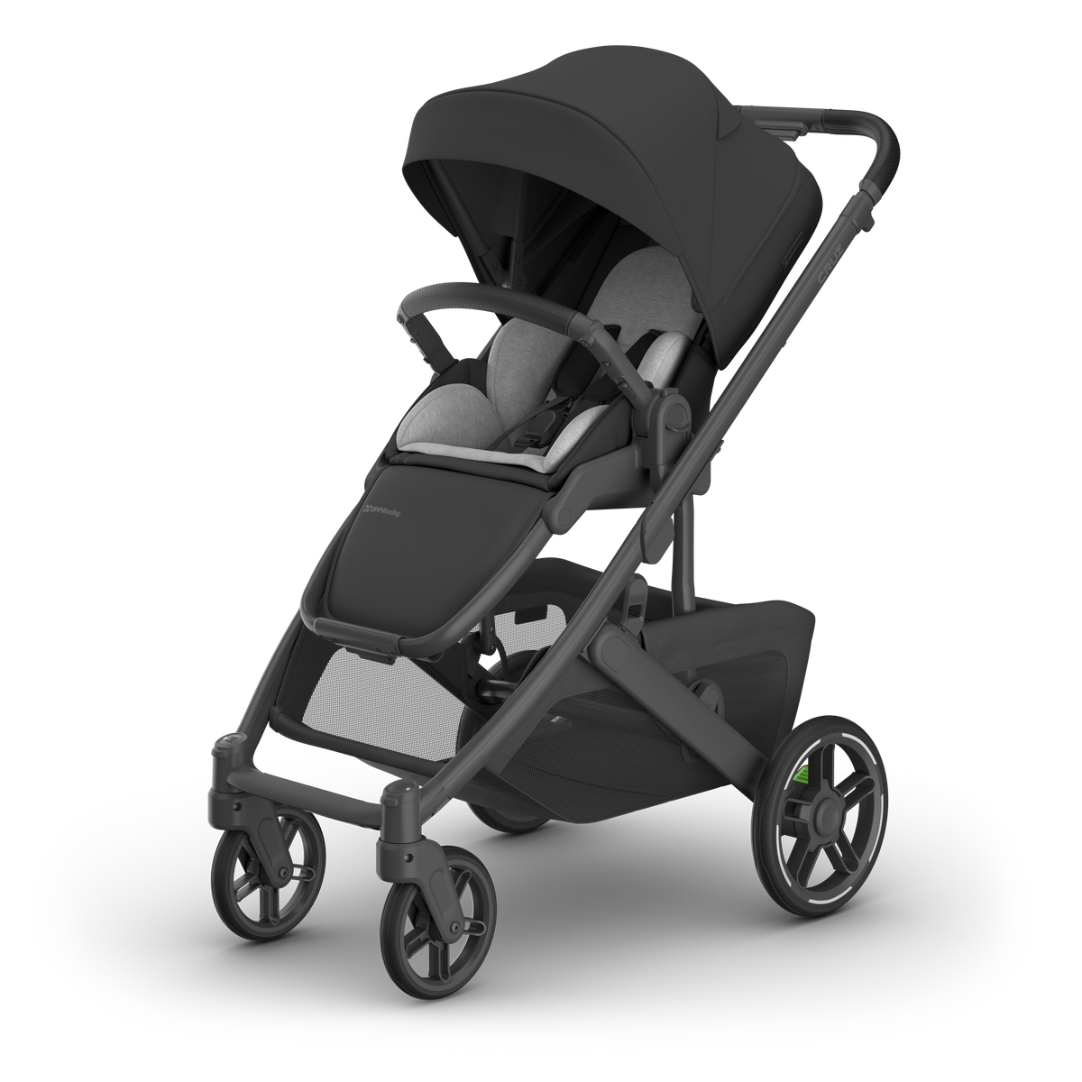 UPPAbaby Cruz V3 Pram - Jake (Charcoal), three quarter left with infant insert