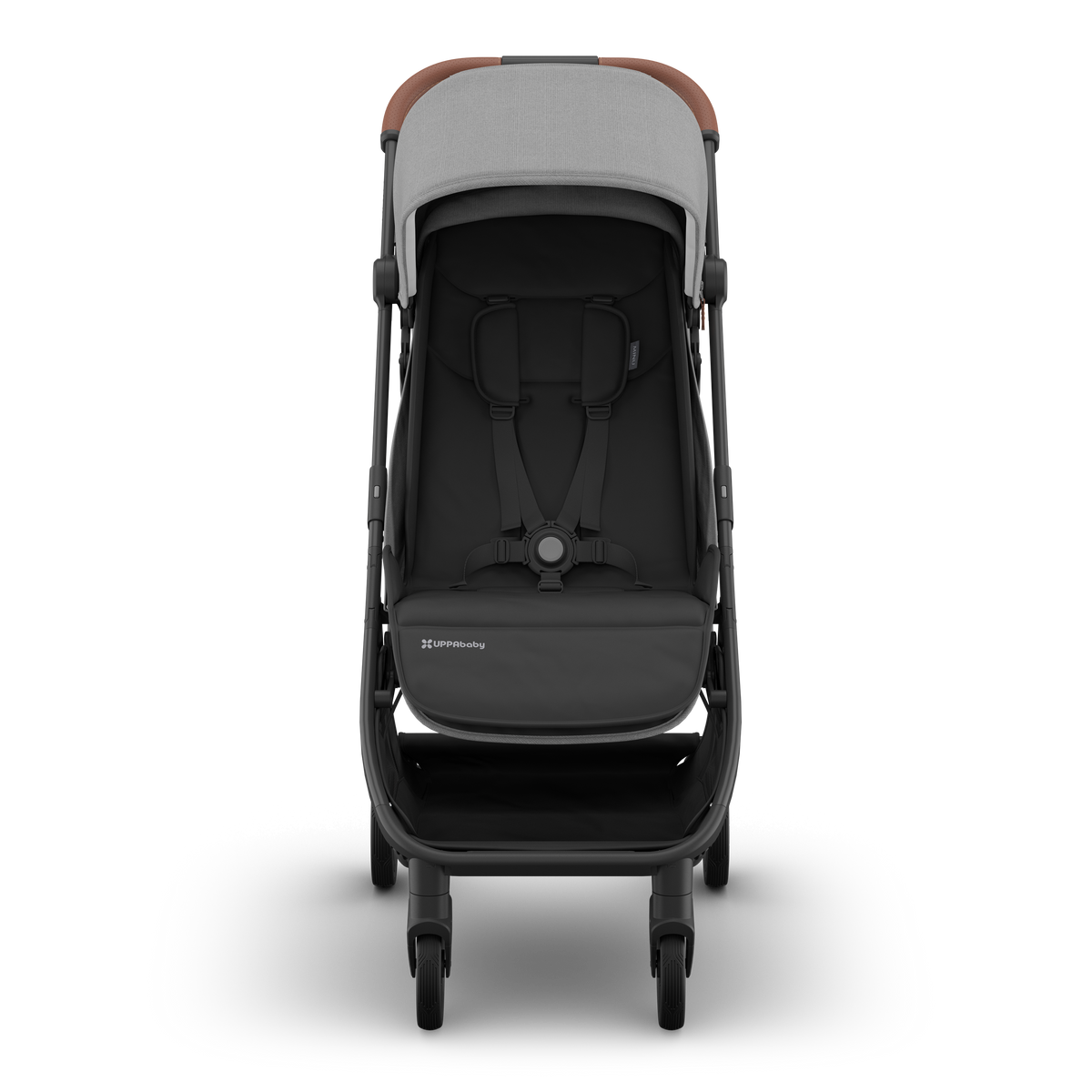 UPPAbaby Minu V3 Stroller - Greyson (Charcoal / Carbon / Saddle Leather), front