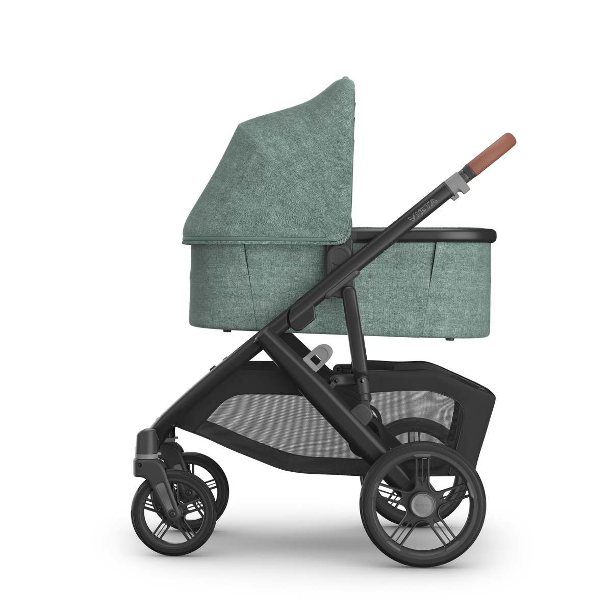 UPPAbaby V3 Bassinet - Gwen (Green Melange), on Vista V3, side