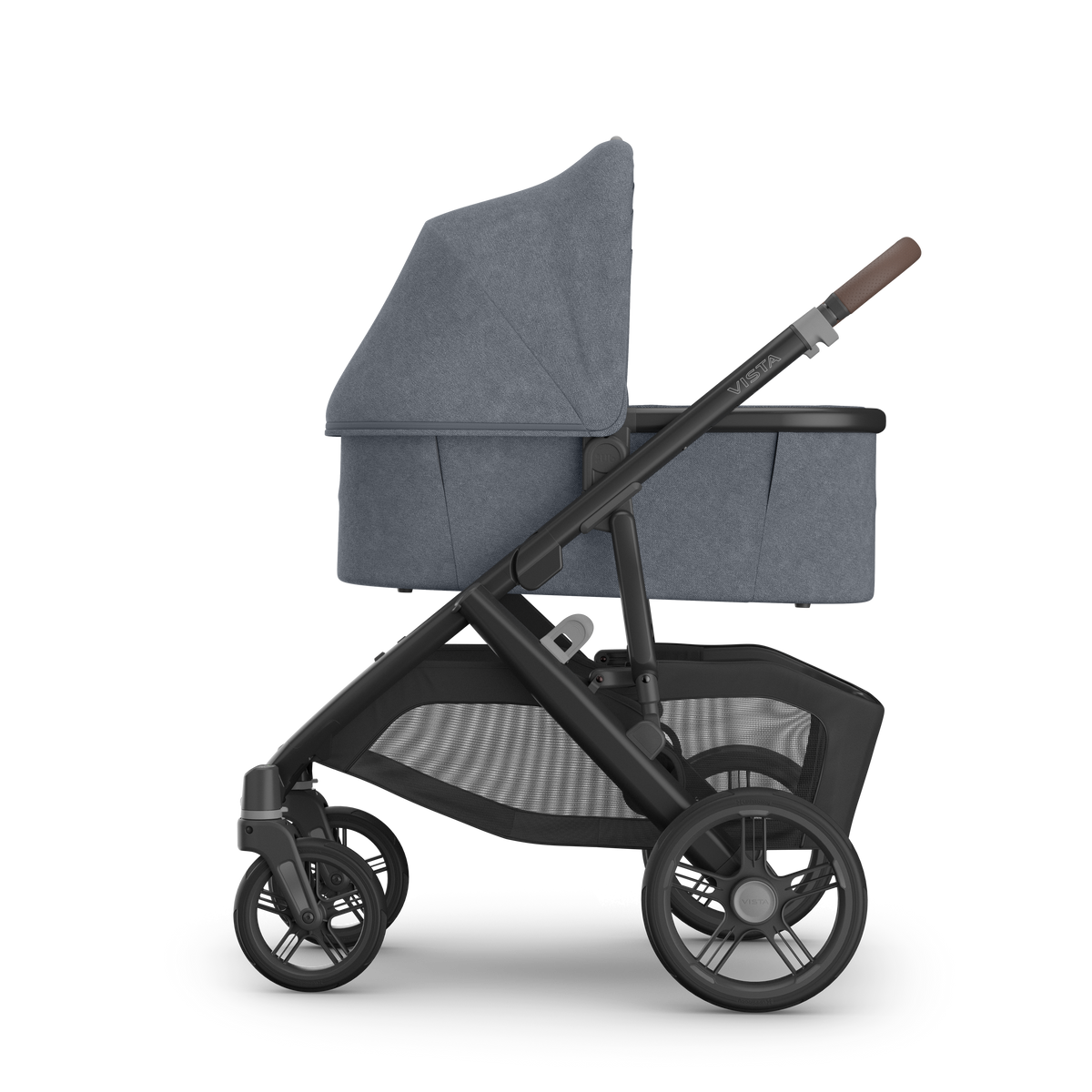 UPPAbaby V3 Bassinet - Julian (Dusty Blue Melange), on Vista V3, side