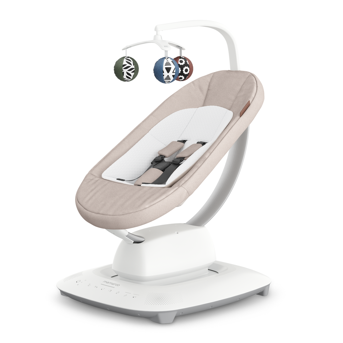 UPPAbaby MamaRoo Baby Swing - Sand Melange (Charlie), three quarter left
