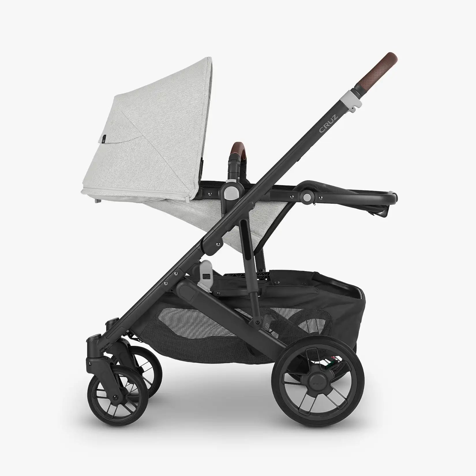 UPPAbaby Cruz V2 – Anthony (Grey & White Chenille/Carbon/Chestnut leather) - UPPAbaby Australia