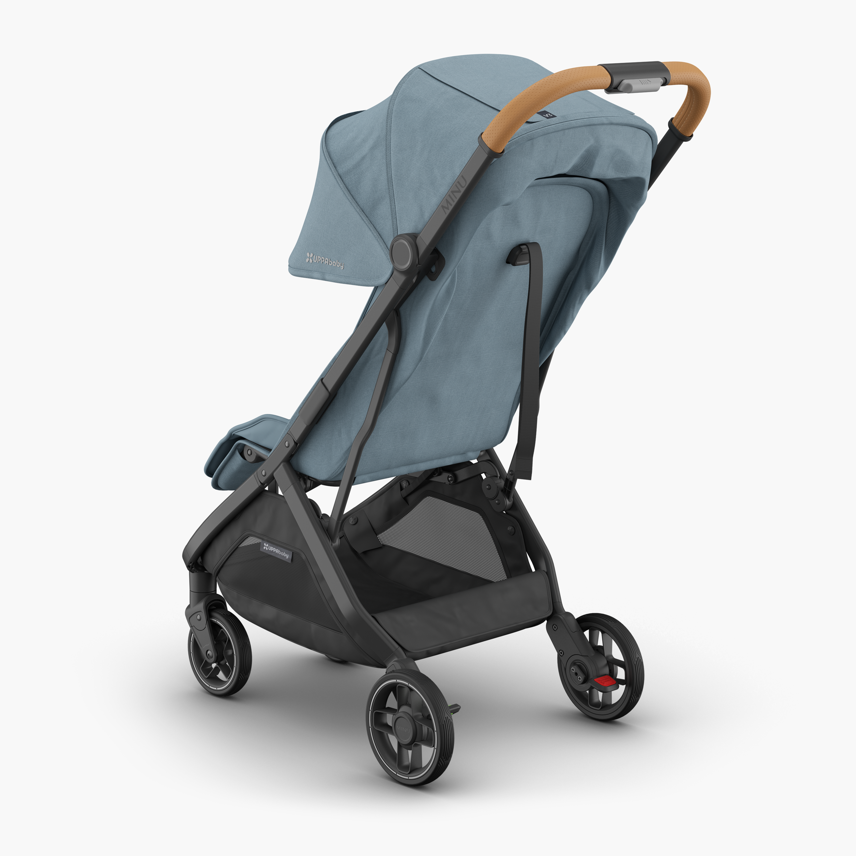 UPPAbaby MINU V3 Stroller - Dillan (Blue/Carbon/ Sand Leather) Back Sunshade
