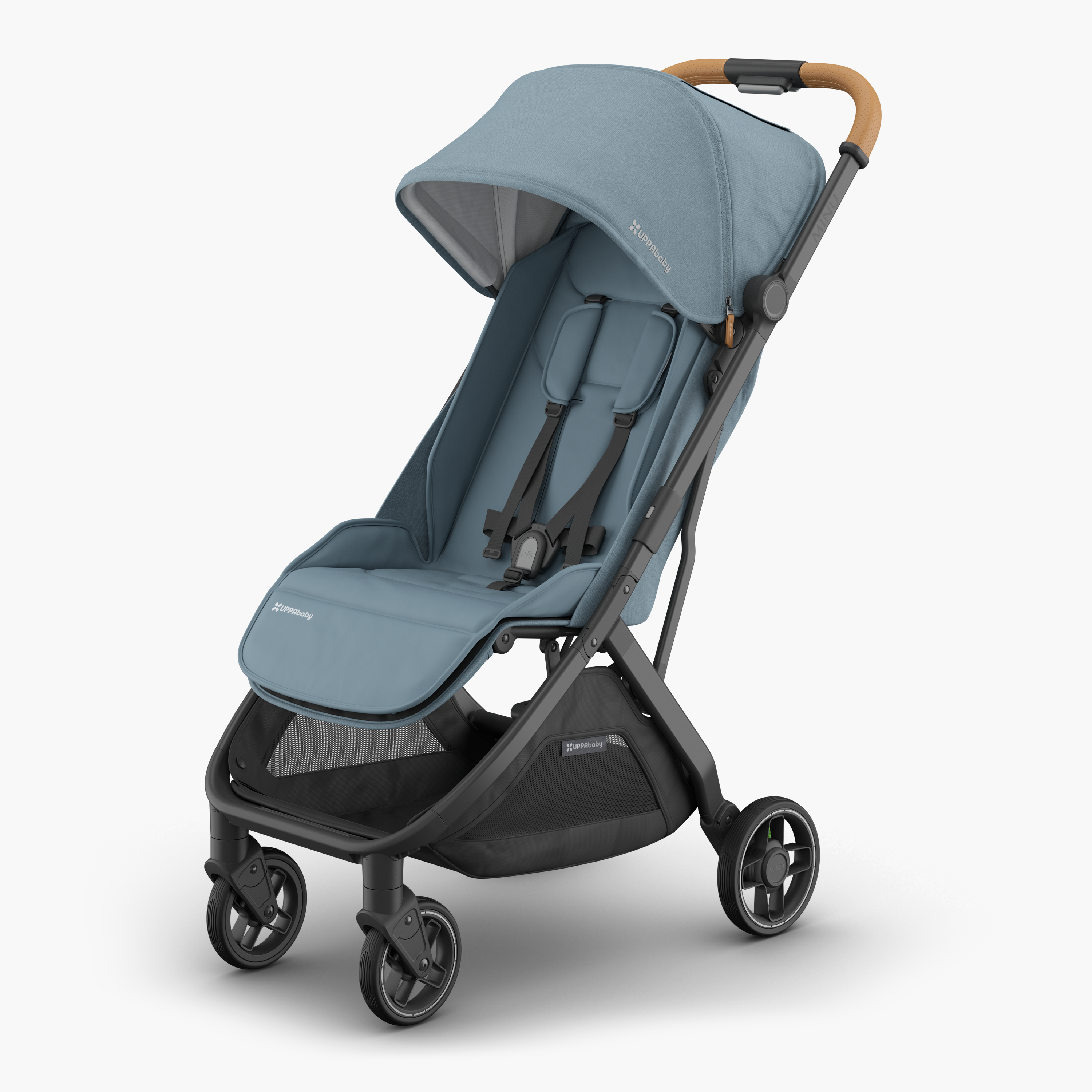 UPPAbaby MINU V3 Stroller - Dillan (Blue/Carbon/ Sand Leather) Front