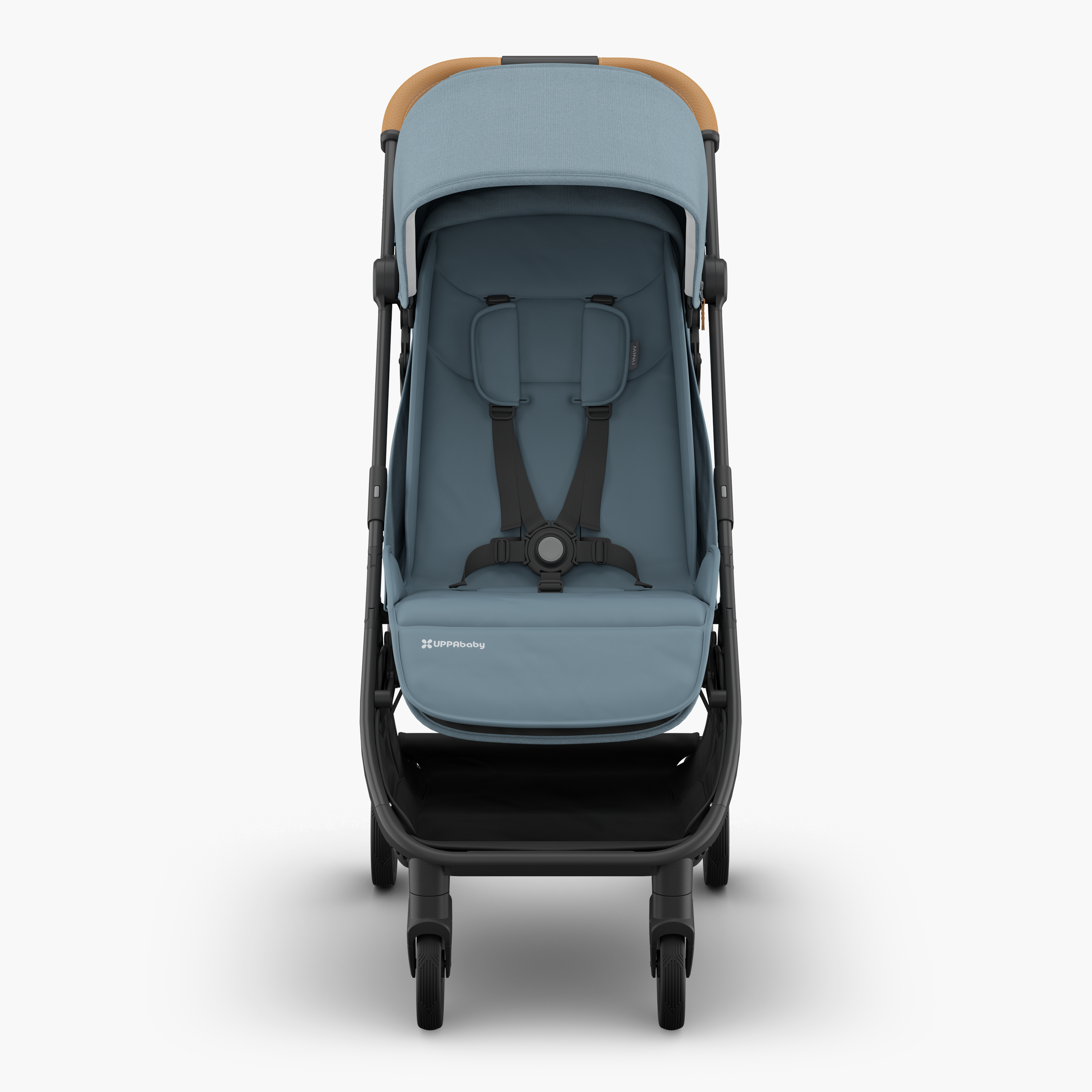 UPPAbaby MINU V3 Stroller - Dillan (Blue/Carbon/ Sand Leather) Front View