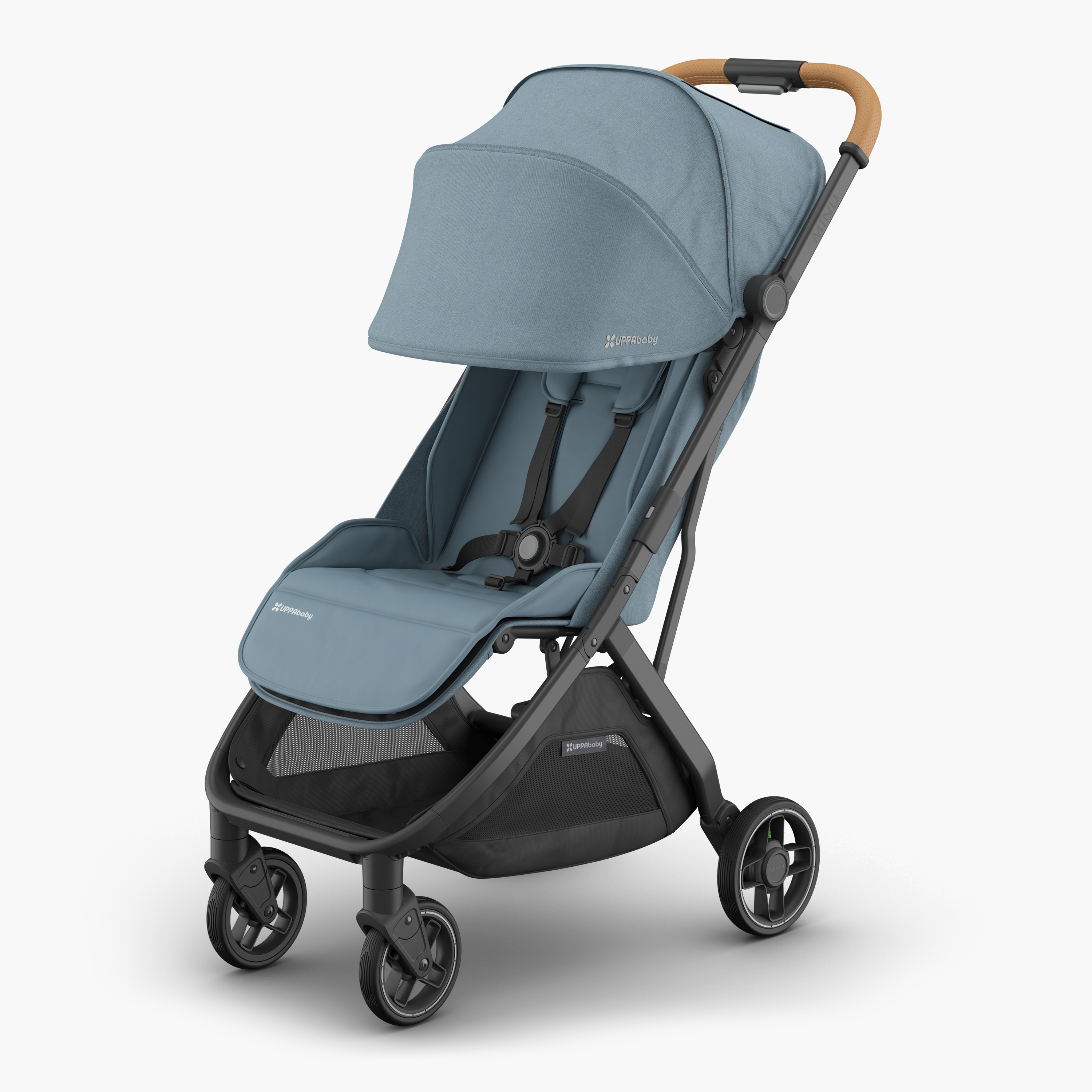 UPPAbaby MINU V3 Stroller - Dillan (Blue/Carbon/ Sand Leather) Left View