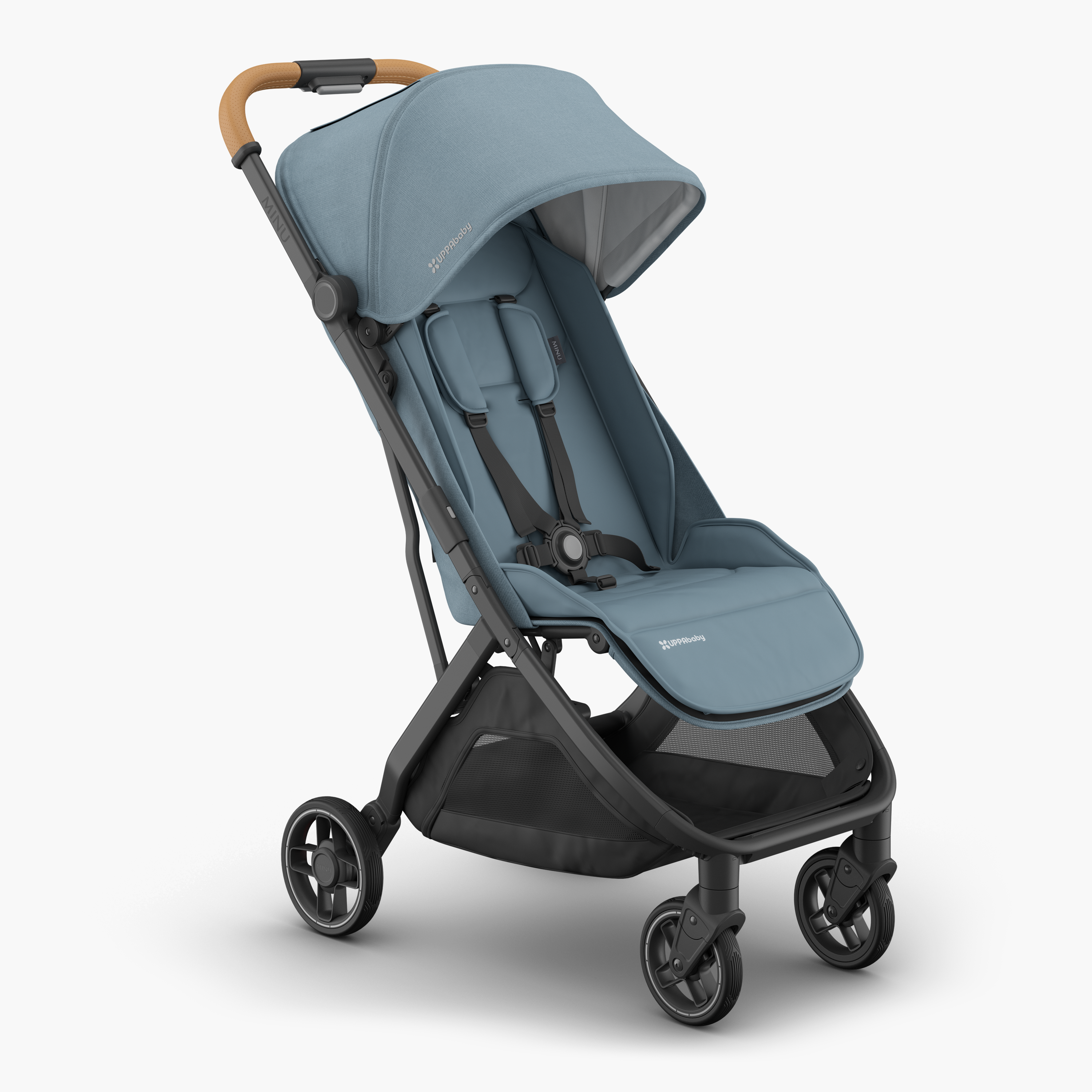 UPPAbaby MINU V3 Stroller - Dillan (Blue/Carbon/ Sand Leather) Right View