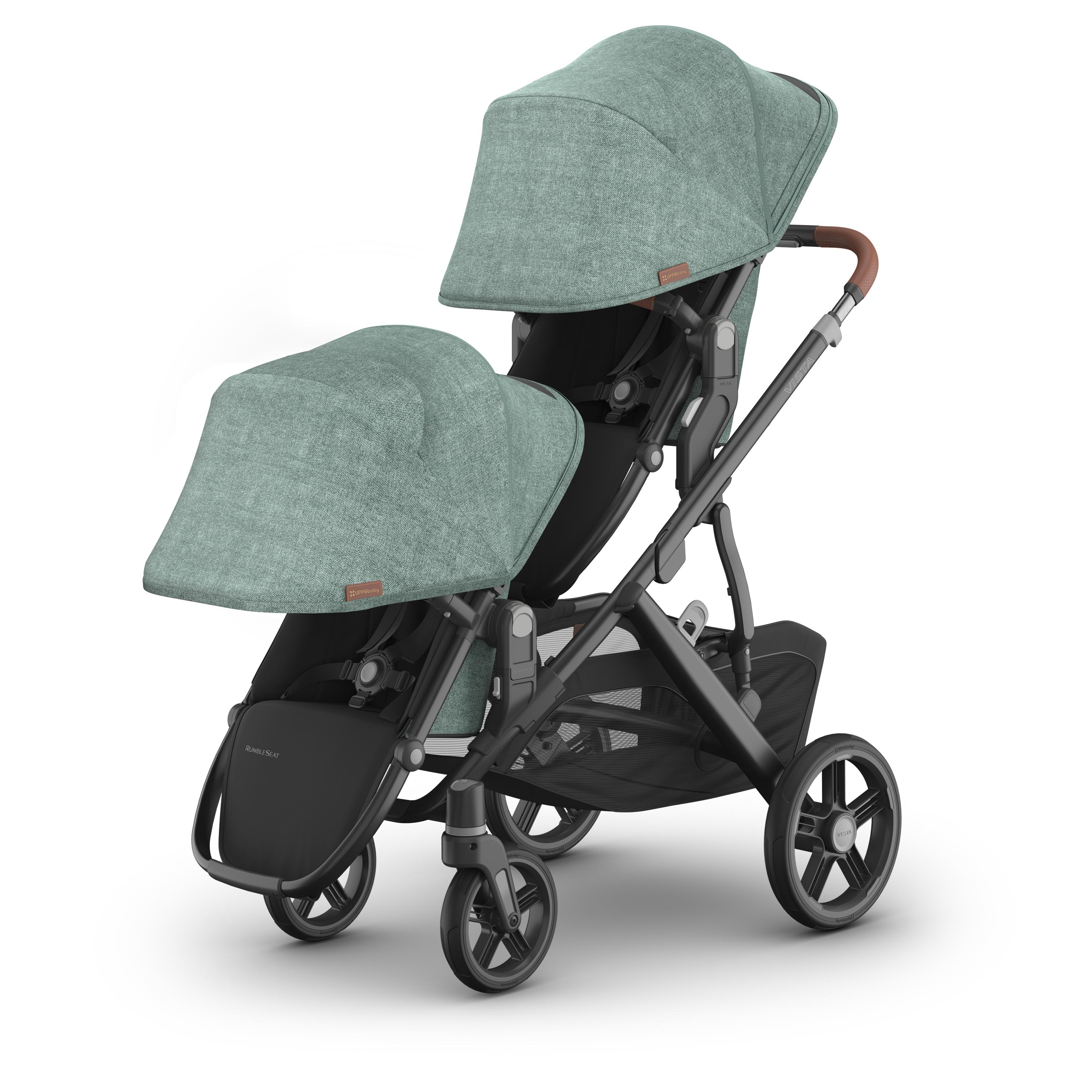 UPPAbaby VISTA V3 RumbleSeat Green Melange/Carbon - Gwen Double Sunshade