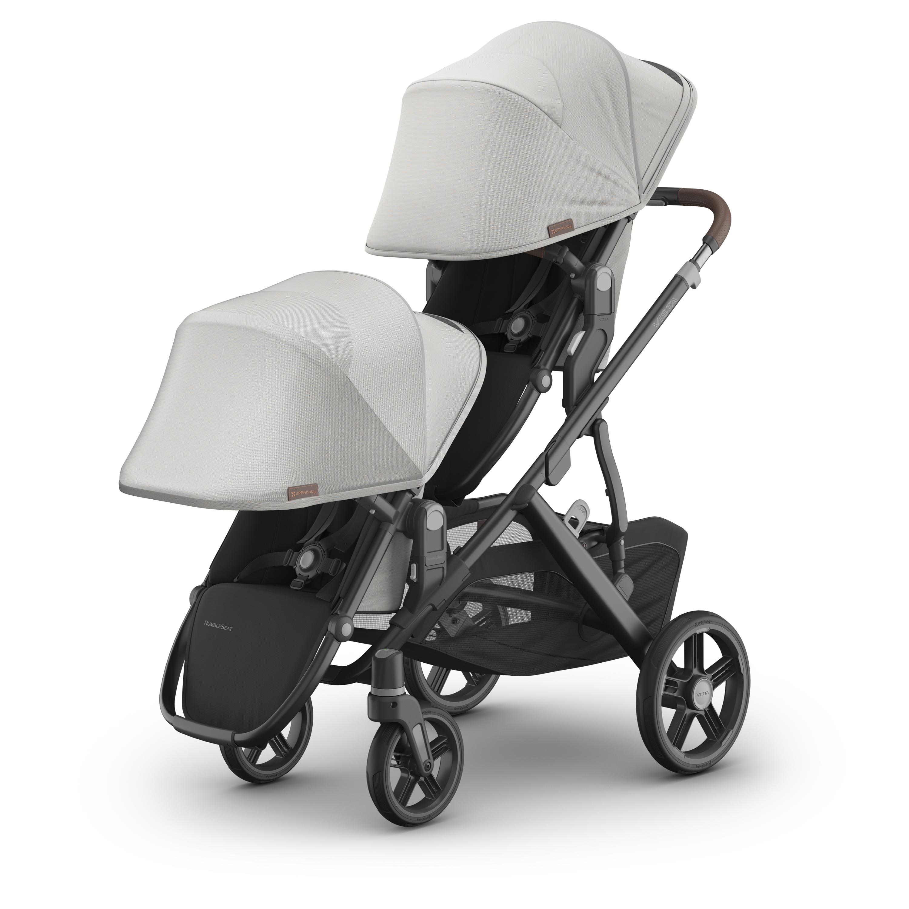 UPPAbaby VISTA V3 RumbleSeat Pearl Grey Jacquard/Carbon - Savannah Double Sun