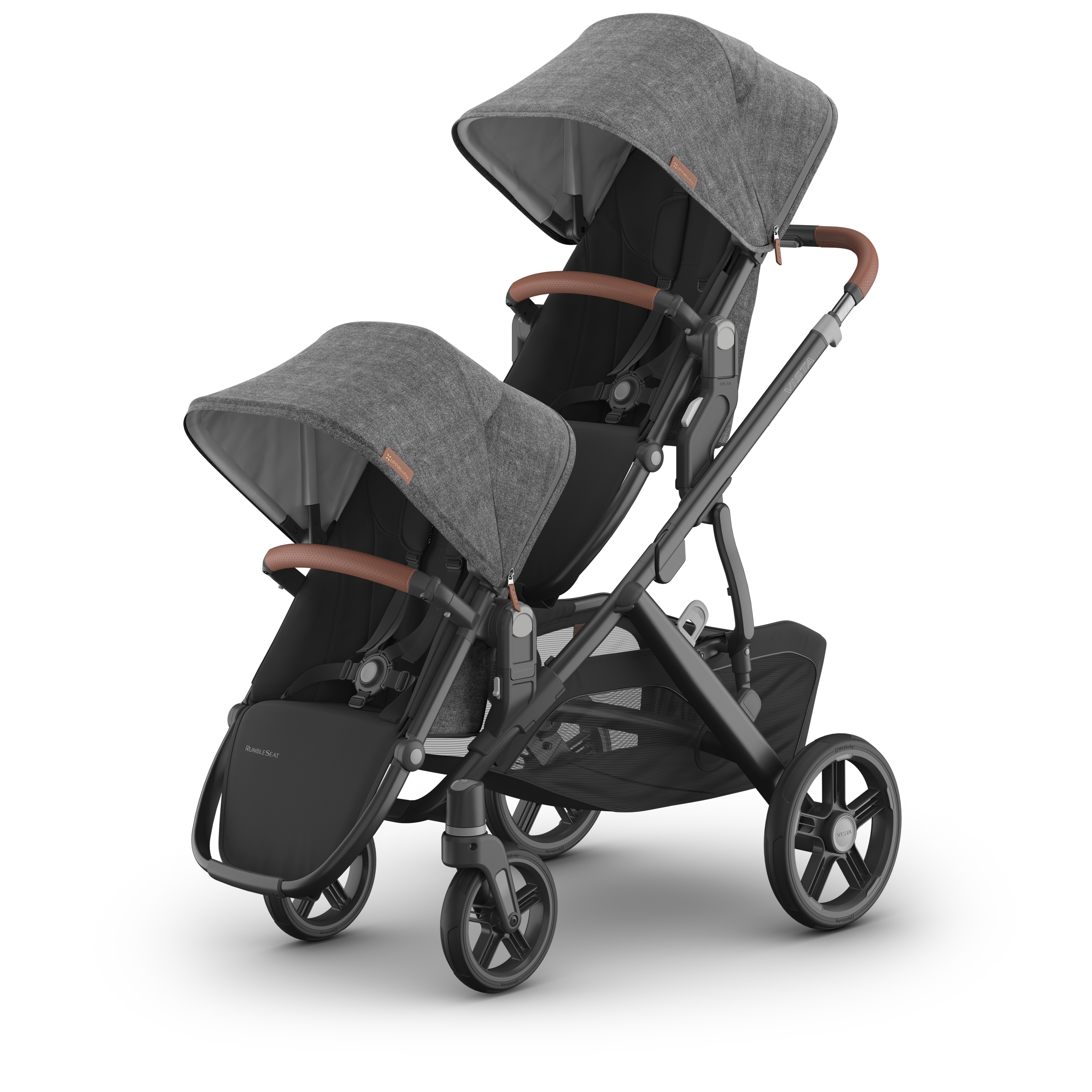 UPPAbaby Vista V3 RumbleSeat - Charcoal Melange/Carbon - Greyson Double Sunshade