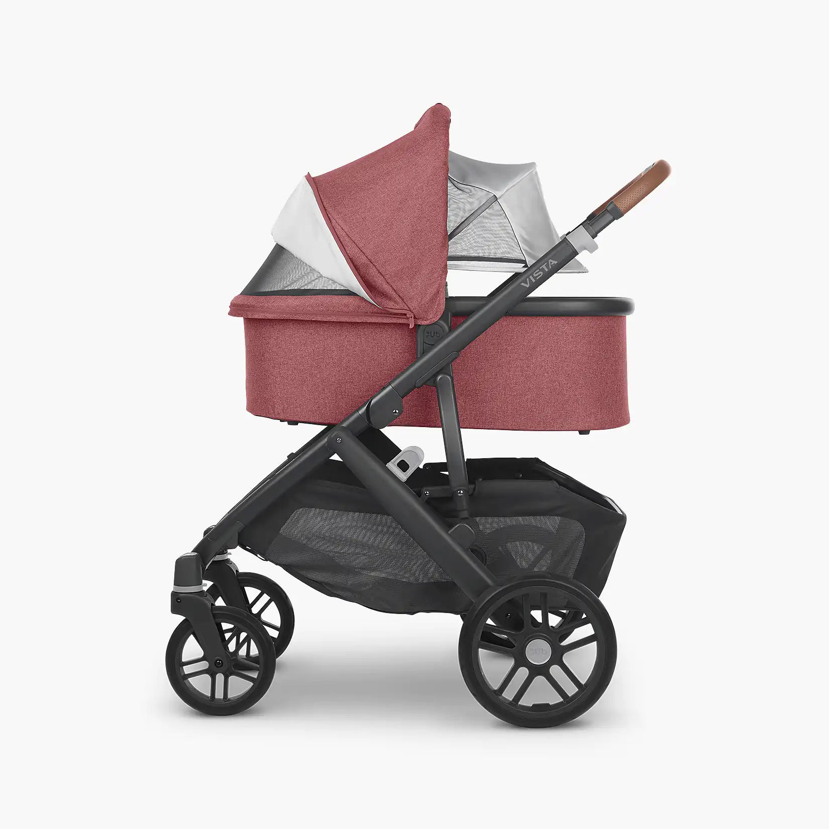 UPPAbaby Vista V2 With Bassinet - Lucy (Rosewood Melange/Carbon/Saddle) - UPPAbaby Australia