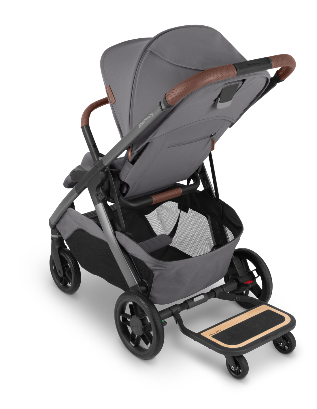 UPPAbaby Kona PiggyBack Ride-Along Board fitted to the back of the Kona