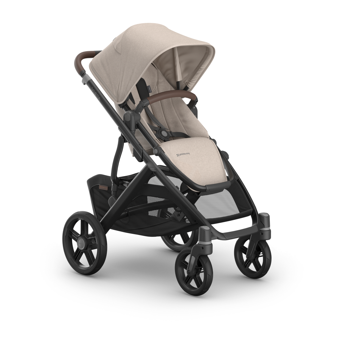 UPPAbaby Vista V3 Pram With Bassinet - Ada (Sandstone / Chestnut Leather), three quarter right