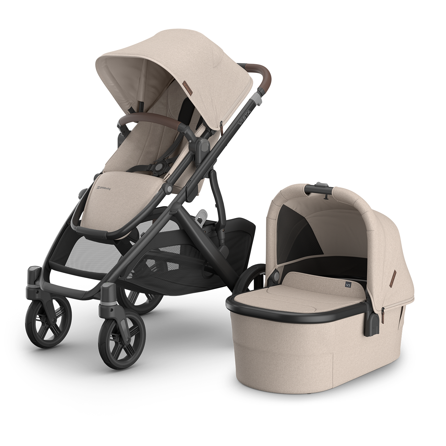 UPPAbaby Vista V3 Pram With Bassinet - Ada (Sandstone/Chestnut leather) - UPPAbaby Australia