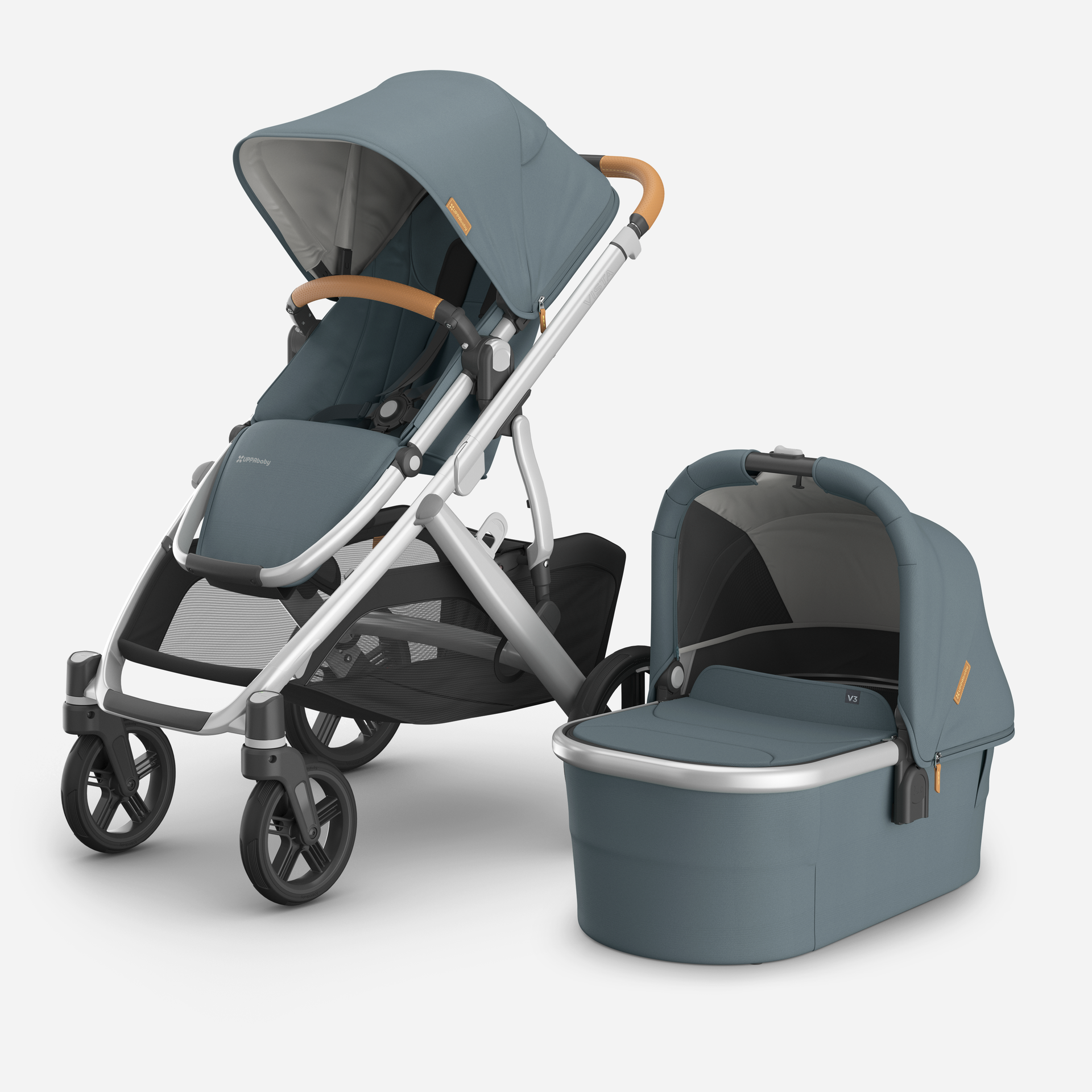 UPPAbaby VISTA V3 With Bassinet - Stone Blue/Silver (Callum)