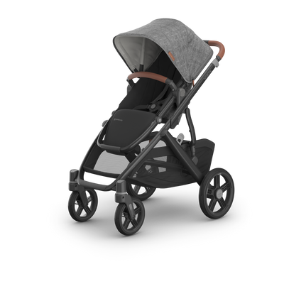 UPPAbaby Vista V3 Pram With Bassinet - Greyson (Charcoal Melange / Carbon), three quarter left hero