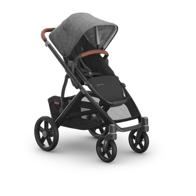 UPPAbaby Vista V3 Pram With Bassinet - Greyson (Charcoal Melange / Carbon), three quarter right
