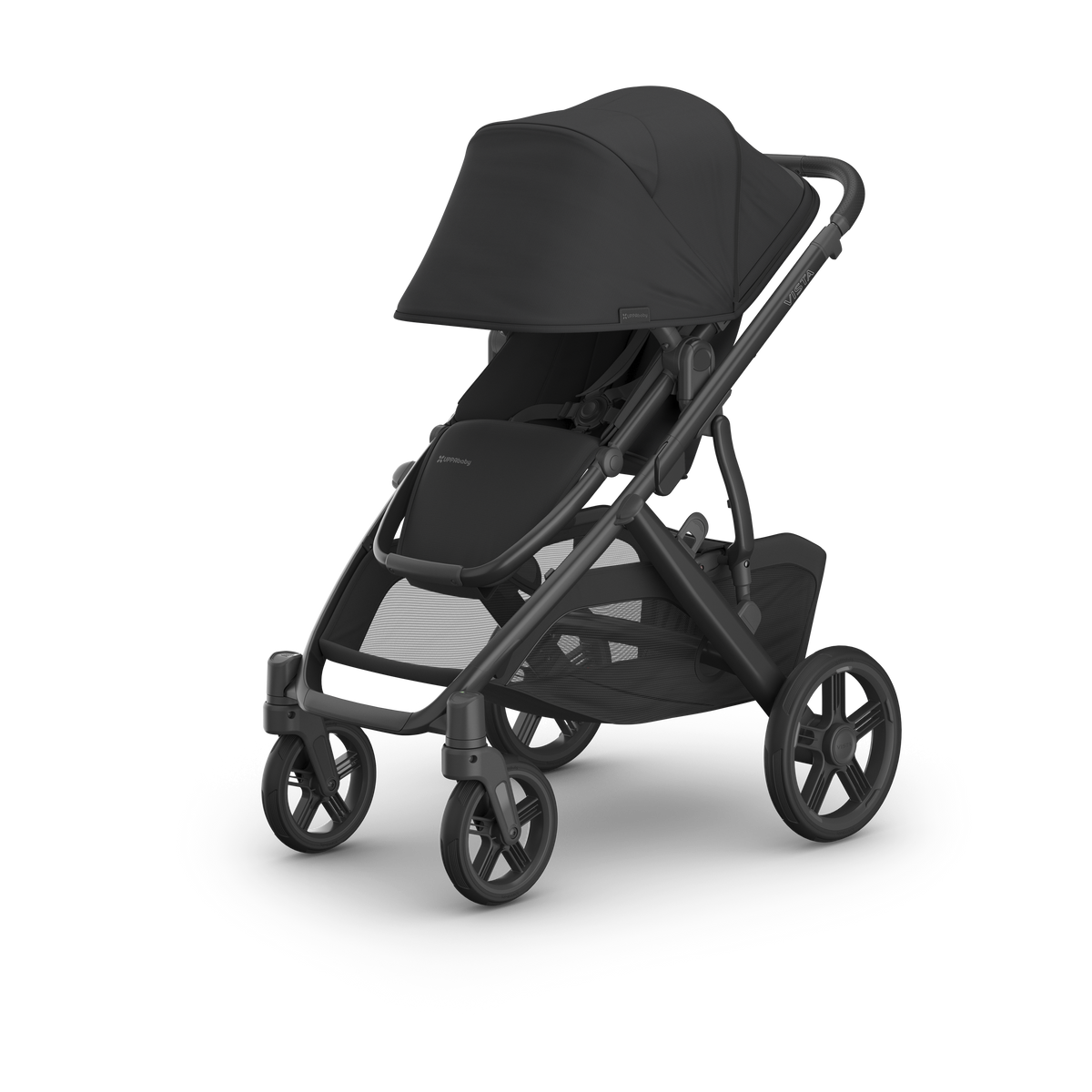 UPPAbaby Vista V3 Pram With Bassinet - Jake (Charcoal), three quarter left sunshade
