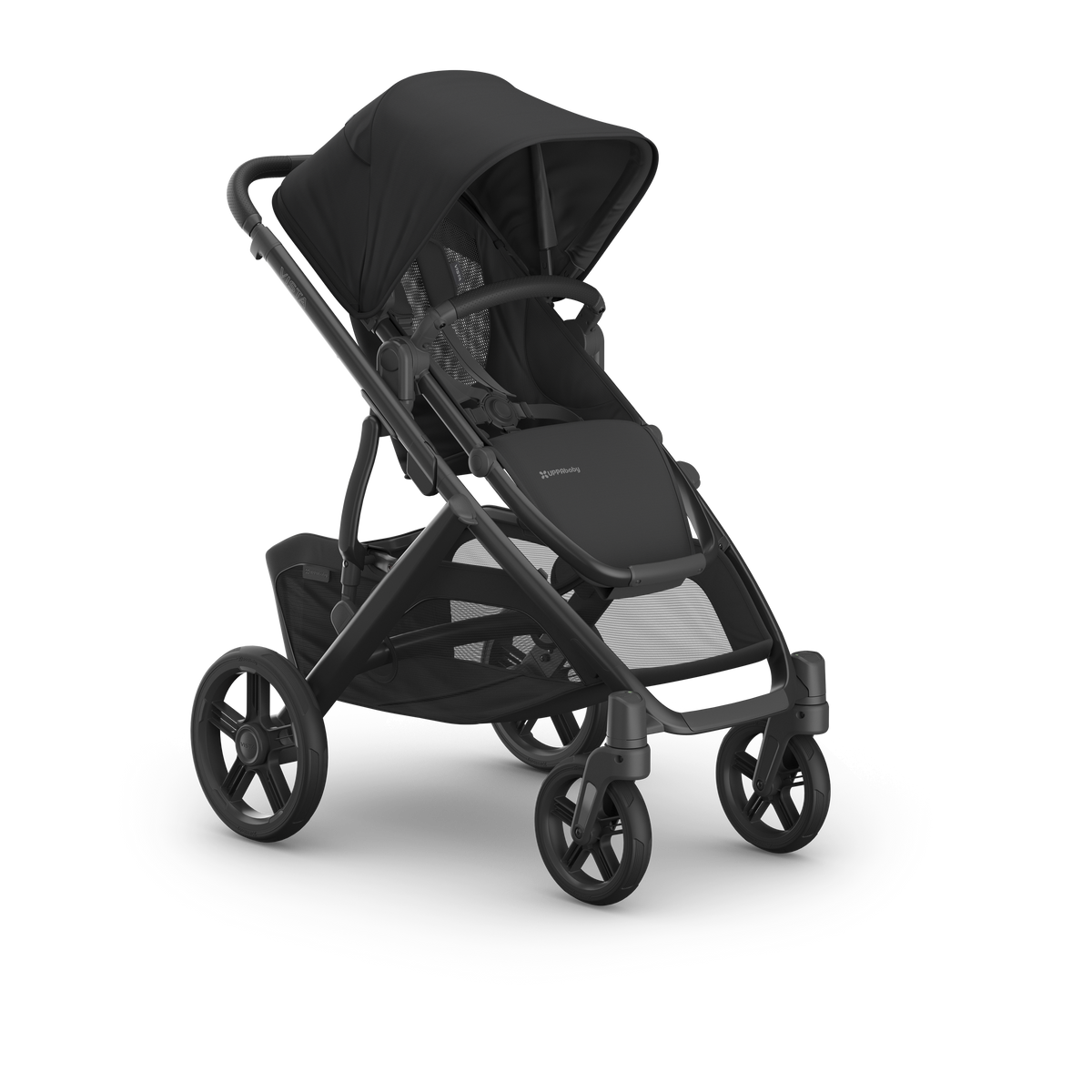 UPPAbaby Vista V3 Pram With Bassinet - Jake (Charcoal), three quarter right no liner