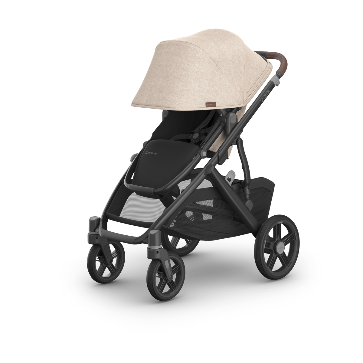 UPPAbaby Vista V3 Pram With Bassinet - Liam (Oat Melange), three quarter left sunshade