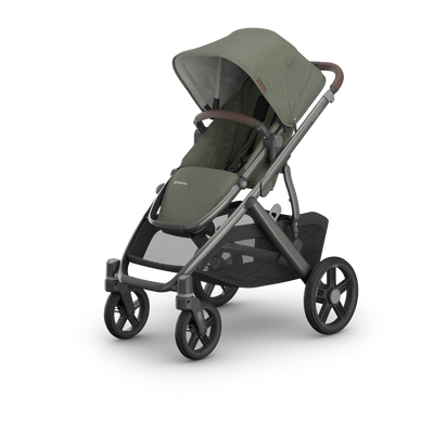 UPPAbaby Vista V3 Pram With Bassinet - Evelyn (Meadow Green), three quarter left hero