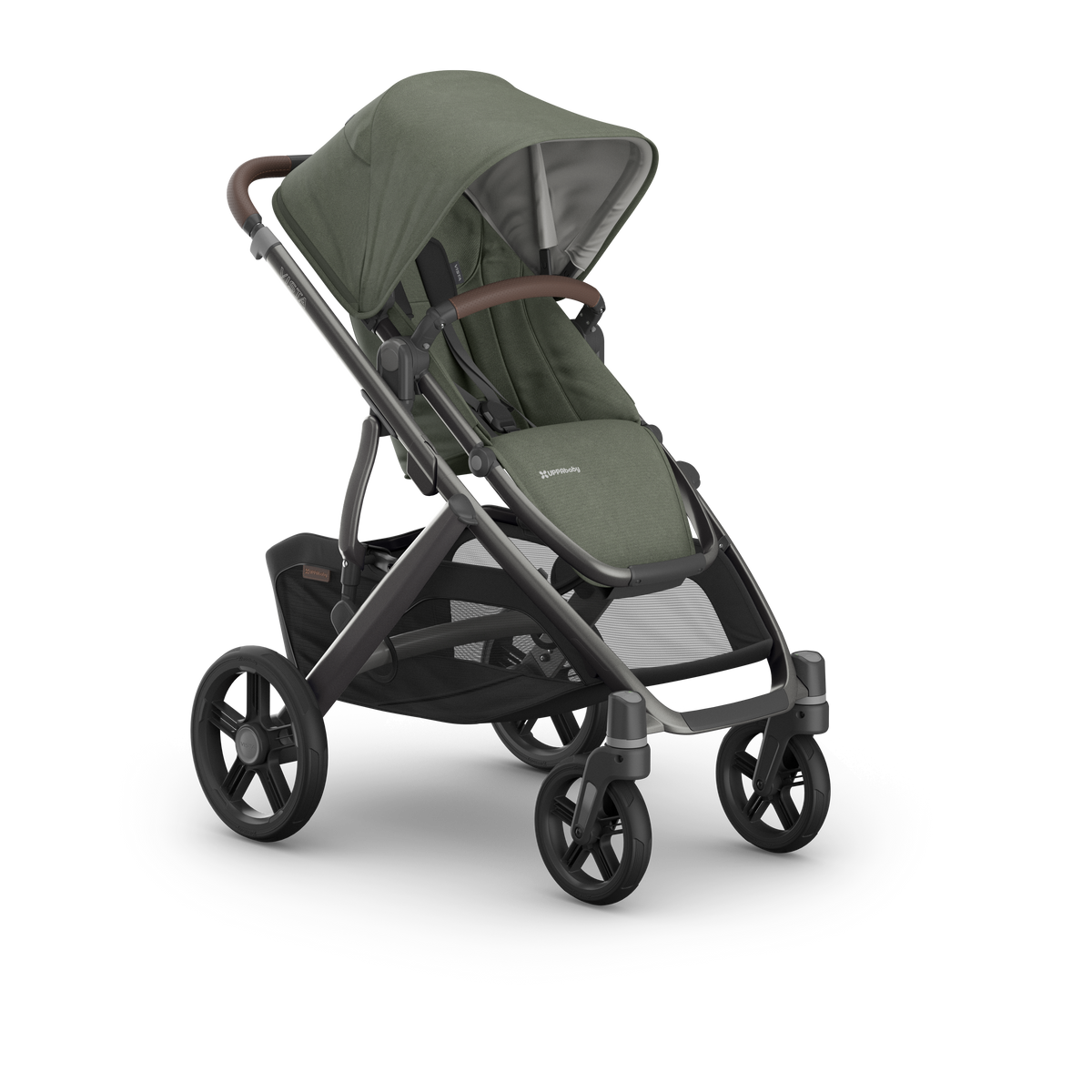 UPPAbaby Vista V3 Pram With Bassinet - Evelyn (Meadow Green), three quarter right
