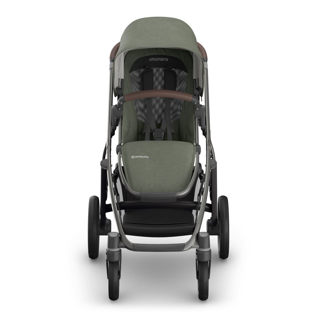 UPPAbaby Vista V3 Pram With Bassinet - Evelyn (Meadow Green), front no liner