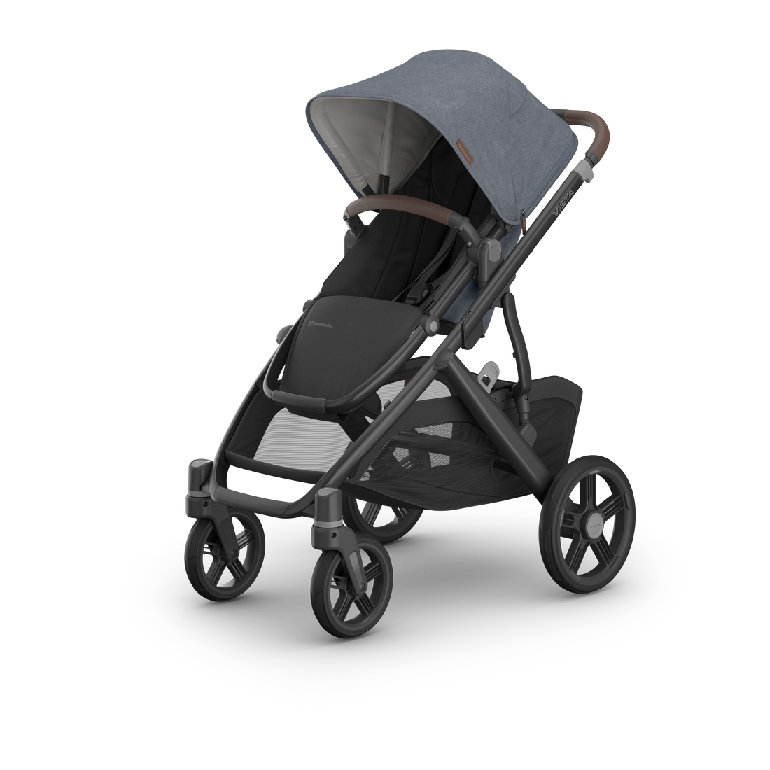 UPPAbaby Vista V3 Pram With Bassinet - Julian (Dusty Blue Melange), three quarter left hero