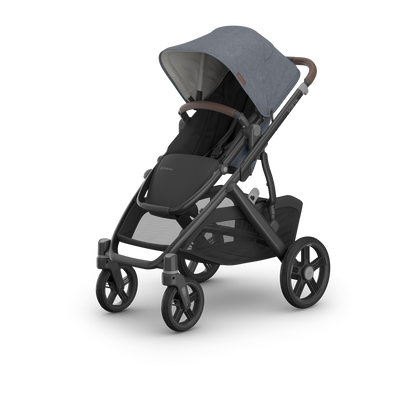 UPPAbaby Vista V3 Pram With Bassinet - Julian (Dusty Blue Melange), three quarter left hero