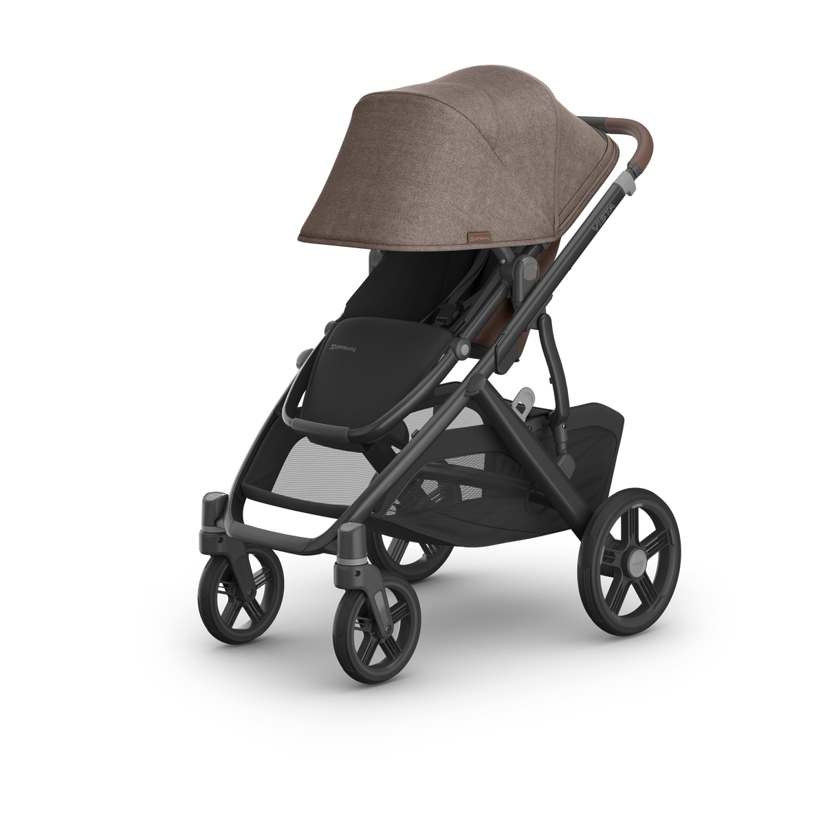 UPPAbaby Vista V3 Pram With Bassinet - Owen (Mocha Melange), three quarter left sunshade