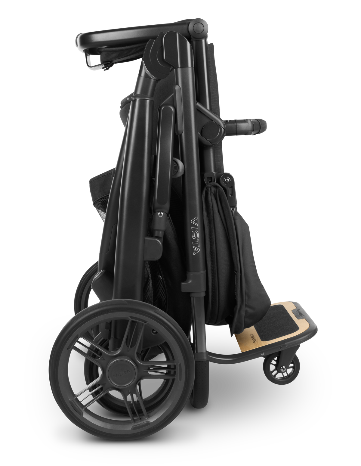 UPPAbaby Vista PiggyBack Ride-Along Board, on Vista V3, folded