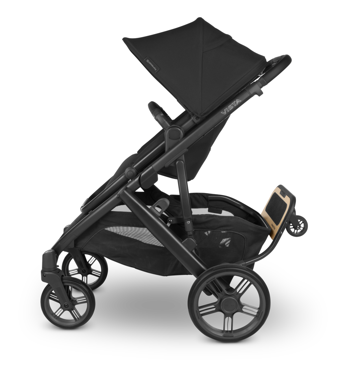 UPPAbaby Vista PiggyBack Ride-Along Board, on Vista V3, side, folded up
