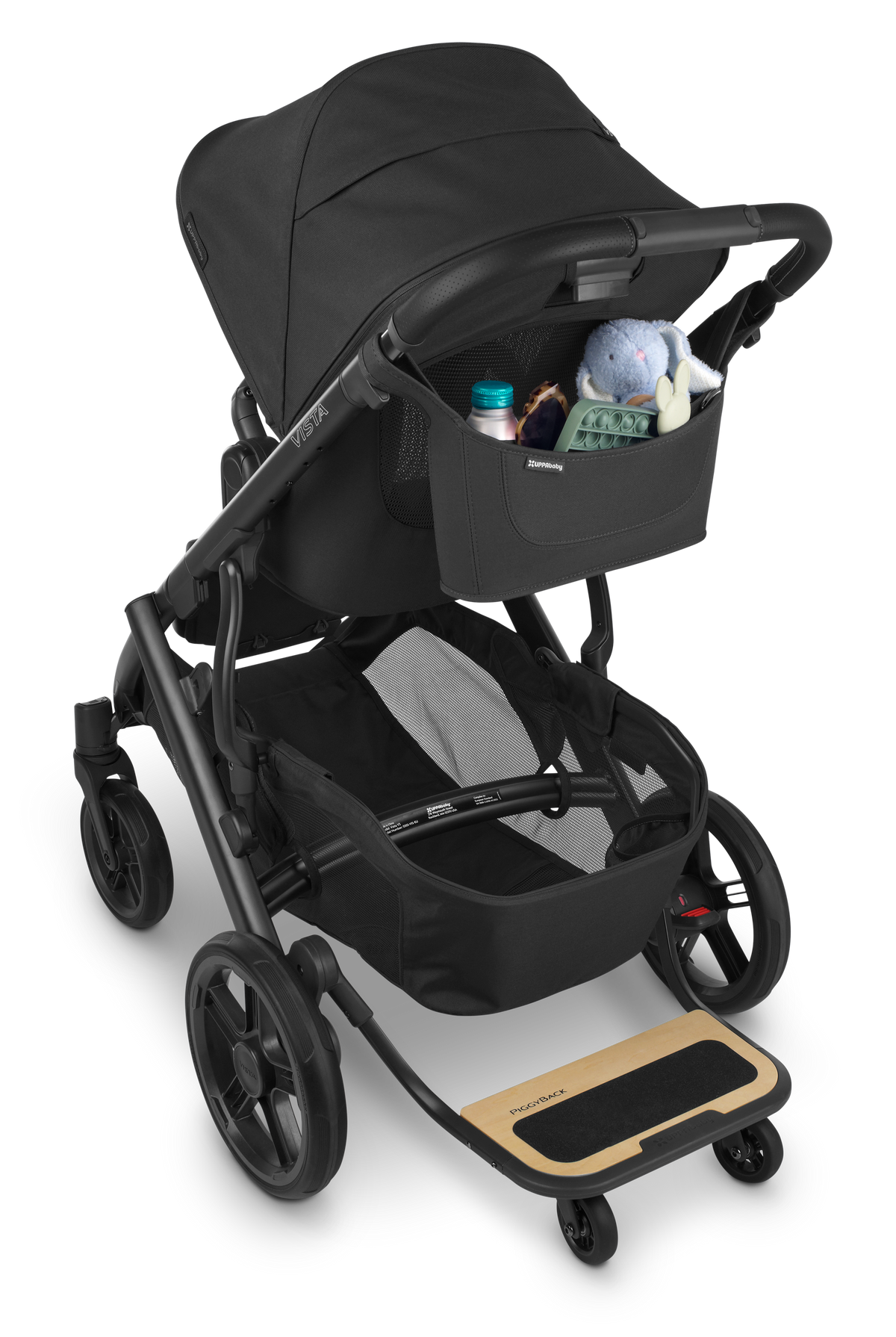 UPPAbaby Vista PiggyBack Ride-Along Board, on Vista V3 with parent organiser