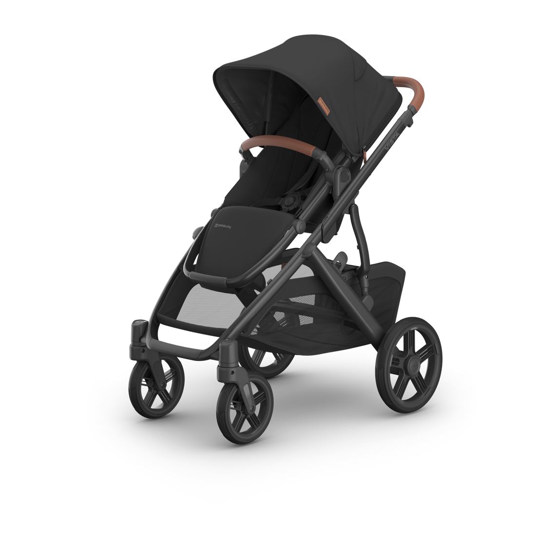 UPPAbaby Vista V3 Pram With Toddler Seat Only - Nori (Charcoal / Saddle Leather), three quarter left hero