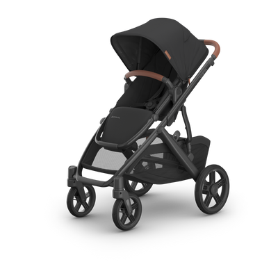 UPPAbaby Vista V3 Pram With Toddler Seat Only - Nori (Charcoal / Saddle Leather), three quarter left hero