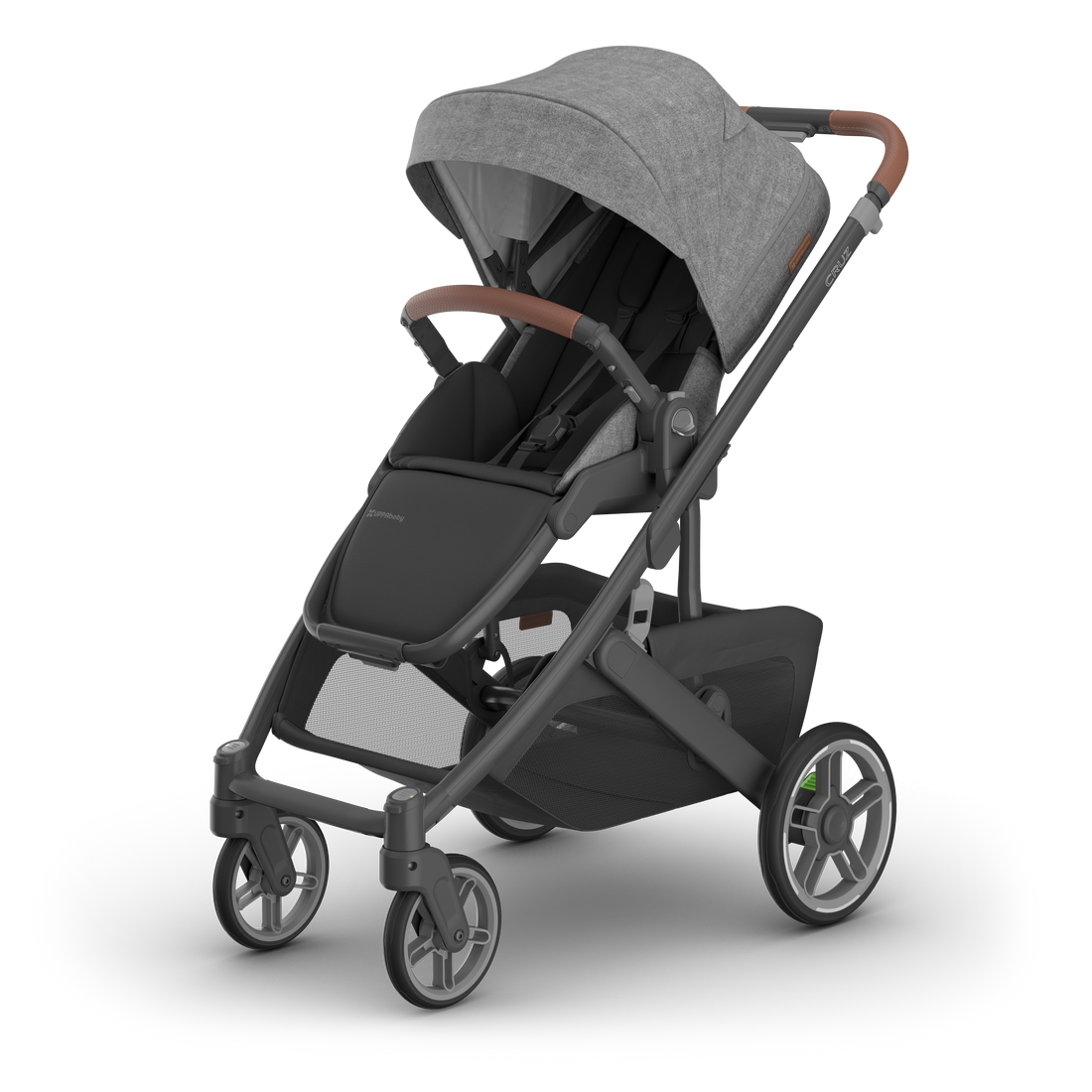 UPPAbaby Cruz V3 Pram - Greyson (Charcoal Melange / Carbon), three quarter left hero