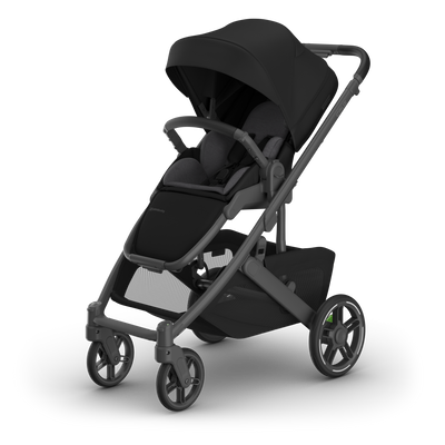 UPPAbaby Cruz V3 Pram - James (Black), three quarter left with infant insert