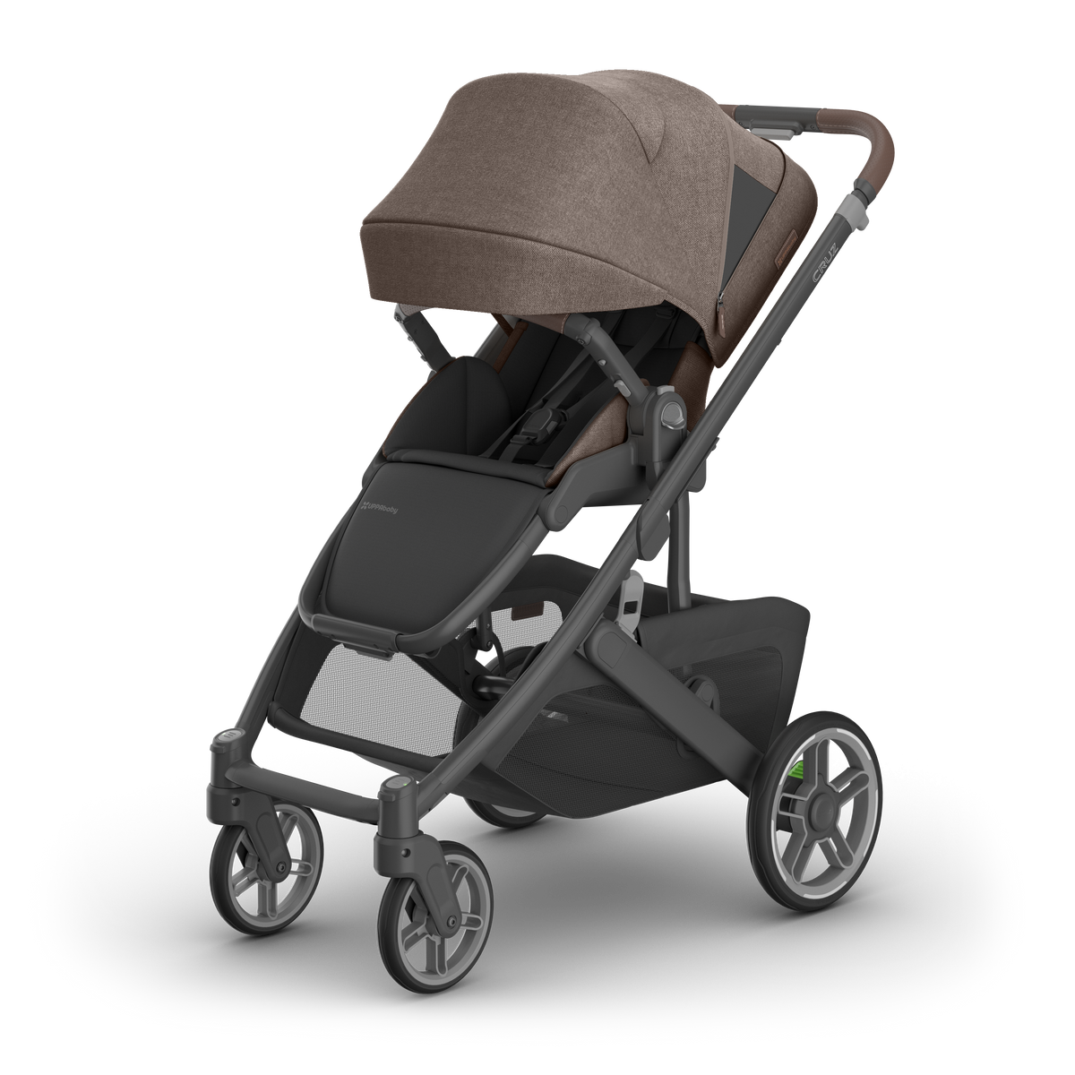 UPPAbaby Cruz V3 Pram - Owen (Mocha Melange), three quarter left sunshade
