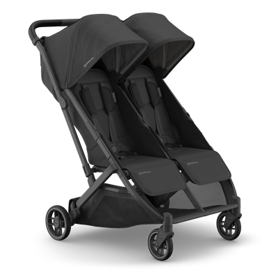 UPPAbaby Minu Duo Stroller - Jake (Charcoal / Carbon / Black Leather), three quarter right