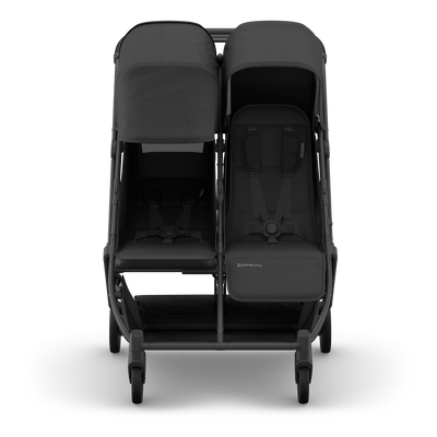UPPAbaby Minu Duo Stroller - Jake (Charcoal / Carbon / Black Leather), front left features