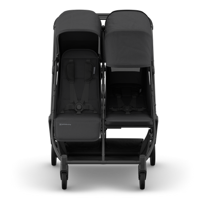 UPPAbaby Minu Duo Stroller - Jake (Charcoal / Carbon / Black Leather), front right features