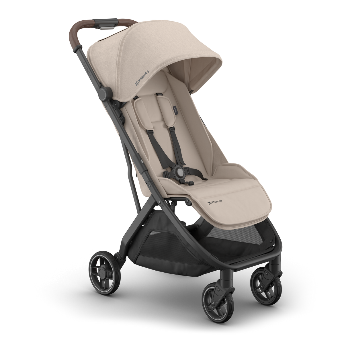 UPPAbaby Minu V3 Stroller - Ada (Sandstone / Chestnut Leather), three quarter right