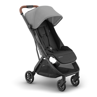 UPPAbaby Minu V3 Stroller - Greyson (Charcoal / Carbon / Saddle Leather), three quarter right