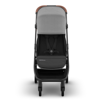 UPPAbaby Minu V3 Stroller - Greyson (Charcoal / Carbon / Saddle Leather), front sunshade