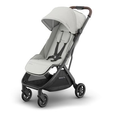UPPAbaby Minu V3 Stroller - Savannah (Pearl Grey / Carbon), three quarter left hero